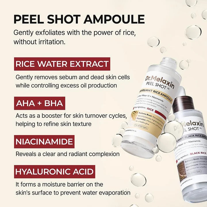 Dr.Melaxin Peel Shot Exfoliating Black Rice Ampoule
